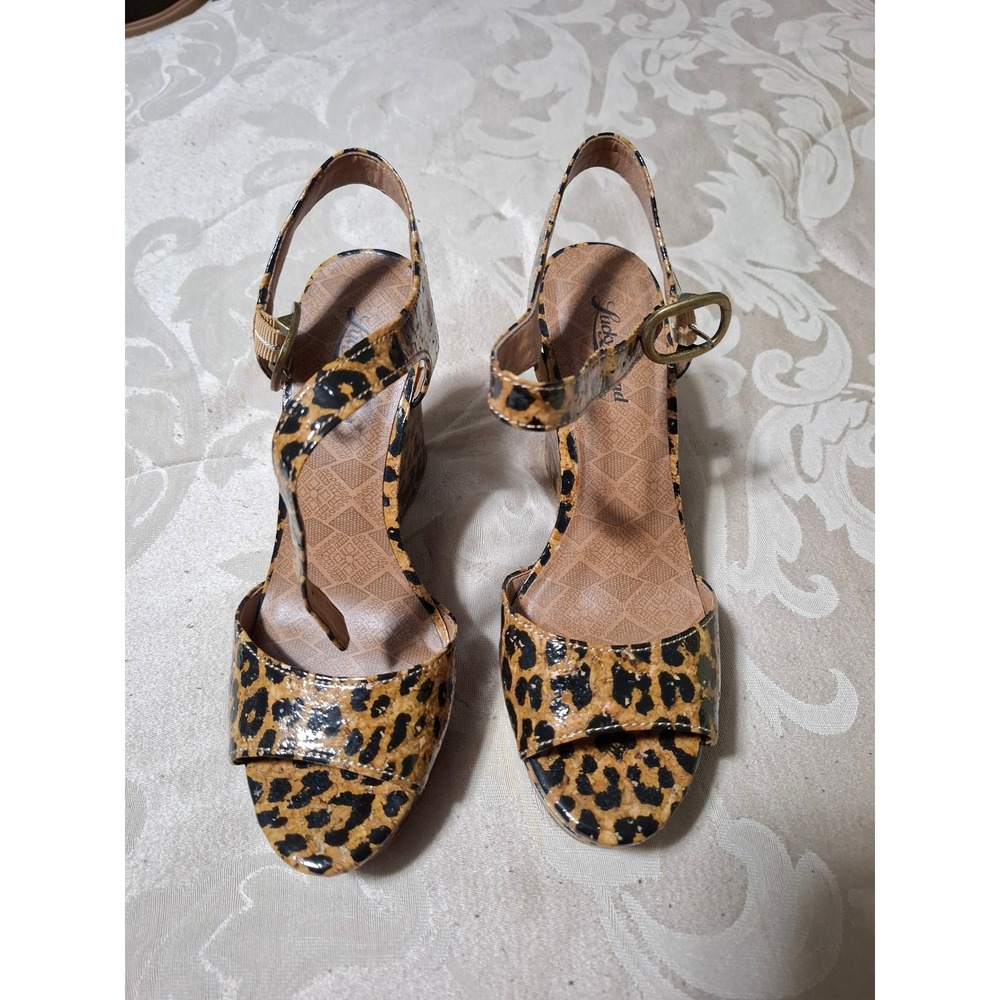 Lucky Brand LK-Lindey Leopard Print Cork Wedge Sandals 8.5M Luxe LPRD CRK